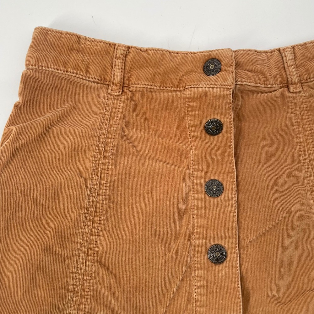 American Eagle Y2K Corduroy Micro Mini Skirt‎ Size 2 Tan Retro High Waisted - Picture 2 of 8